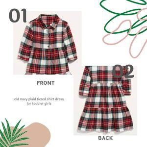 plaid tiered shirt dress for toddler girl